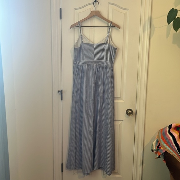 LOFT | Striped Spaghetti Strap Blue & White Maxi Dress Size Large Classic Cotton - Picture 5 of 11